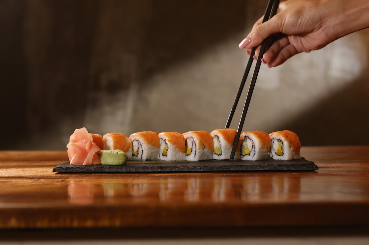Salmon Roll with Chopsticks